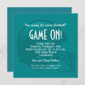 Aquamarin Game Day Football Helm Einladung (Vorne/Hinten)