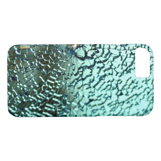 Aquamarin gebrochenes Glas Case-Mate iPhone Hülle (Rückseite (Horizontal))