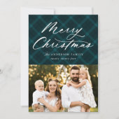 Aquamarin gebürstet Kariert Frohe Weihnachten 3 Fo (Vorderseite)