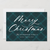 Aquamarin gebürstet Kariert Frohe Weihnachten Non- (Vorderseite)