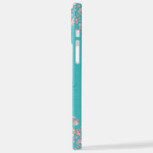 Aquamarin gebürstetes Metall Rose Gold Glitzer Mon iPhone Hülle (Linke Seite)