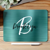 Aquamarin gebürstetes Schwarz-weißes Script Monogr Mousepad