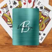 Aquamarin gebürstetes Schwarz-weißes Script Monogr Spielkarten