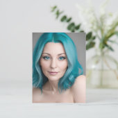 Aquamarin gehärtete Frau im Alter von 30 Jahren Postkarte (Stehend Vorderseite)