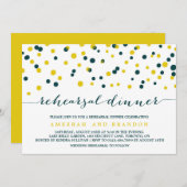 Aquamarin & gelb Confetti Dots Probe Abendessen Einladung (Vorne/Hinten)