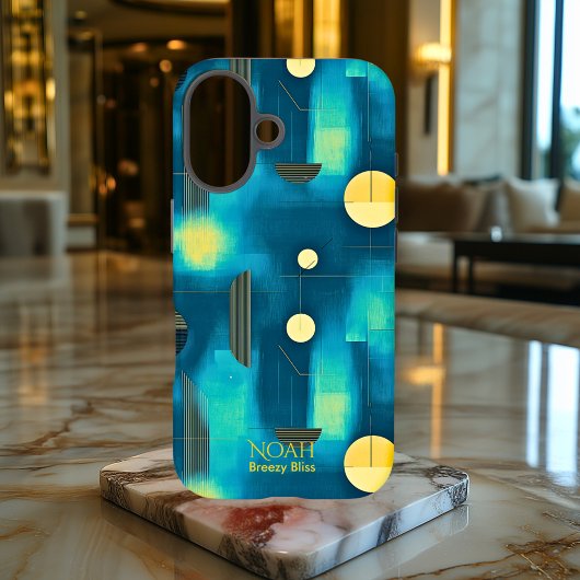 Aquamarin & gelb geometrische Art Phone Case für i
