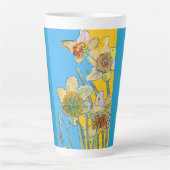 Aquamarin gelb gestrichene handgemalte Daffodil-Bl Milchtasse (Vorderseite)