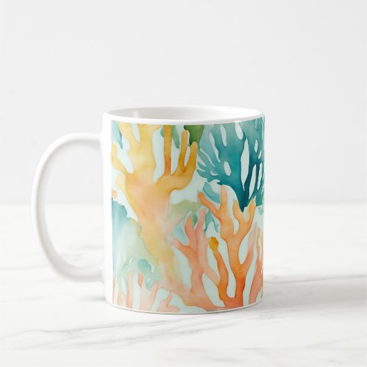 Aquamarin-Gelb-Orange-Korallenriff-Küste Kaffeetasse (Links)