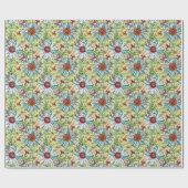 Aquamarin-gelb-orangefarbene Blume Muster Geschenkpapier (Flach)