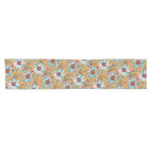 Aquamarin-gelb-orangefarbene Blume Muster Kurzer Tischläufer (Horizontal)