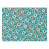 Aquamarin-gelb-orangefarbene Blume Muster Tischdecke (Vorderseite (Horizontal))