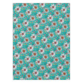Aquamarin-gelb-orangefarbene Blume Muster Tischdecke (Vorderseite)