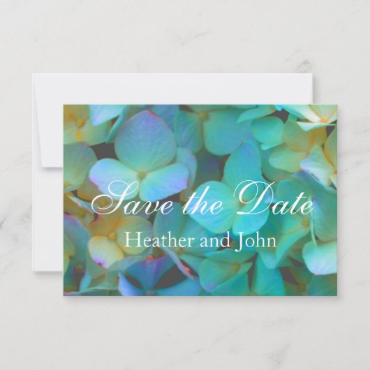 Aquamarin-gelb-rosa Hydrangeas Blume Save The Date (Vorderseite)