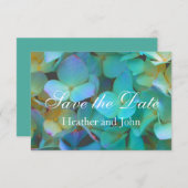 Aquamarin-gelb-rosa Hydrangeas Blume Save The Date (Vorne/Hinten)