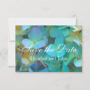 Aquamarin-gelb-rosa Hydrangeas Blume Save The Date