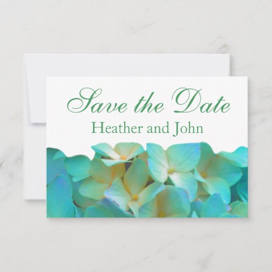 Aquamarin-gelb-rosa Hydrangeas Blume Save The Date (Vorderseite)