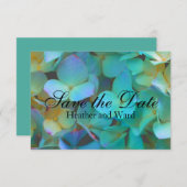 Aquamarin-gelb-rosa Hydrangeas Blume Save The Date (Vorne/Hinten)