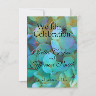 Aquamarin-gelb-rosa Hydrangeas Blume Save The Date
