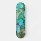 Aquamarin-gelb-rosa Hydrangeas Blume Skateboard (Vorderseite)