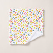 Aquamarin-gelb-rosa-orangefarbene Punkte Badhandtuch Set (Waschlappen)