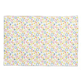 Aquamarin-gelb-rosa-orangefarbene Punkte Kissenbezug (Rückseite-Links)