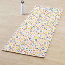 Aquamarin-gelb-rosa-orangefarbene Punkte Yogamatte