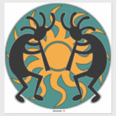 Aquamarin-Gelb-Schwarz-Südwest-Kokopelli-Stammesso Aufkleber (Blatt)