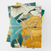 Aquamarin, gelb und weiß geschenkpapier set (Beispiel)