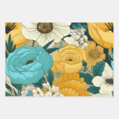 Aquamarin, gelb und weiß geschenkpapier set (Vorderseite)