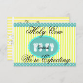 Aquamarin & gelb "We're erwarten Twins" Ankündigun Ankündigung (Vorne/Hinten)