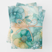 Aquamarin-gelbe Alkoholfarbe Illustration Großdruc Geschenkpapier Set (Beispiel)