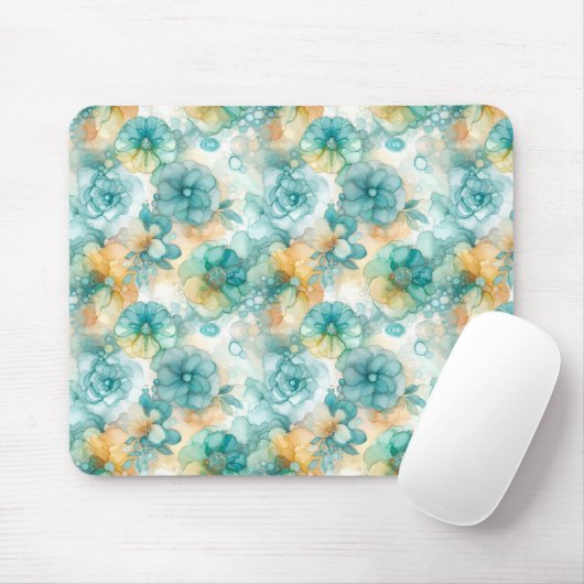 Aquamarin-gelbe Alkoholfarbe Illustration Mousepad (Mit Mouse)