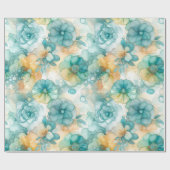 Aquamarin-gelbe Alkoholtupfer Tinte Illustration d Geschenkpapier (Flach)