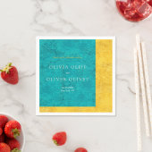 Aquamarin-Gelbe Hochzeit Serviette (Beispiel)