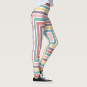 Aquamarin Gelbe Lila rosa Quadrate Leggings (Rechts)
