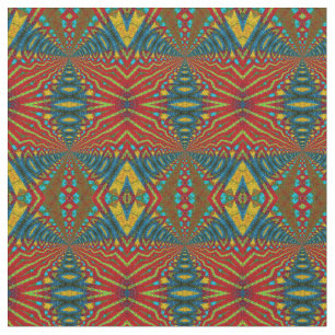 Aquamarin-gelbe, moderne Ethnic Textile Tribal Pri Stoff