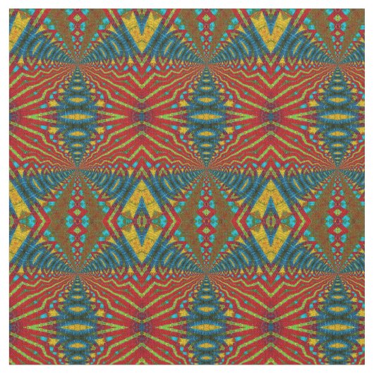 Aquamarin-gelbe, moderne Ethnic Textile Tribal Pri Stoff (Nahaufnahme)