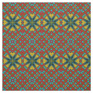 Aquamarin-gelbe, moderne Ethnic Textile Tribal Pri Stoff