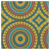 Aquamarin-gelbe, moderne Ethnic Textile Tribal Pri Stoff (Nahaufnahme)