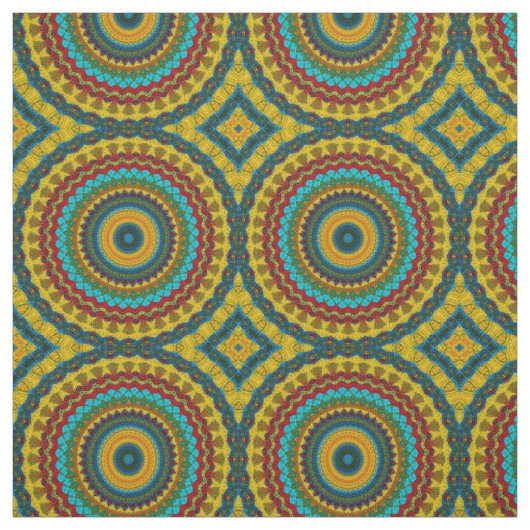 Aquamarin-gelbe, moderne Ethnic Textile Tribal Pri Stoff (Muster)