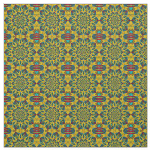 Aquamarin-gelbe, moderne Ethnic Textile Tribal Pri Stoff