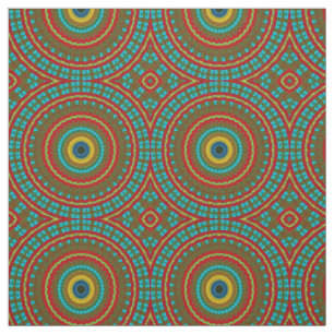 Aquamarin-gelbe, moderne Ethnic Textile Tribal Pri Stoff