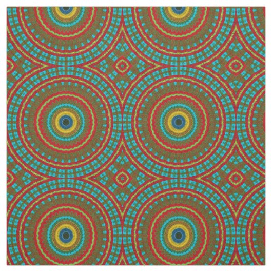 Aquamarin-gelbe, moderne Ethnic Textile Tribal Pri Stoff (Muster)
