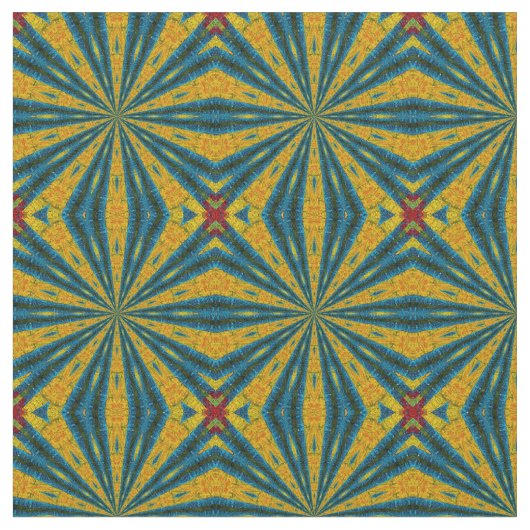 Aquamarin-gelbe, moderne Ethnic Textile Tribal Pri Stoff (Nahaufnahme)