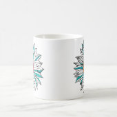 Aquamarin-gelbe Orangenrot-Daisy-Blume Kaffeetasse (Mittel)