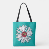 Aquamarin-gelbe Orangenrot-Daisy-Blume Tasche (Rückseite)