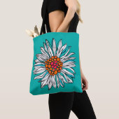 Aquamarin-gelbe Orangenrot-Daisy-Blume Tasche (Von Nahem)