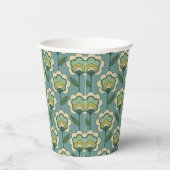Aquamarin-gelbes Blumenmuster Pappbecher (Rechts)