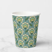 Aquamarin-gelbes Blumenmuster Pappbecher (Vorderseite)