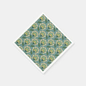 Aquamarin-gelbes Blumenmuster Serviette (Ecke)